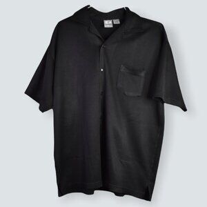 Ferruche Shirt L Mens Polo Black One Pocket Polyester Button Collared